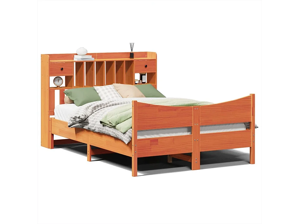 Bedframe zonder matras massief grenenhout wasbruin 140x200 cm