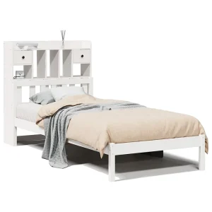 Bed met boekenkast zonder matras grenenhout wit 90×200 cm Bed met boekenkast zonder matras grenenhout wit 90×200 cm