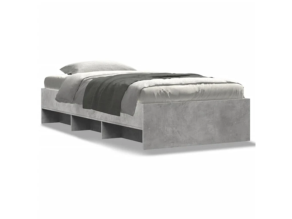 Bedframe bewerkt hout betongrijs 90x190 cm