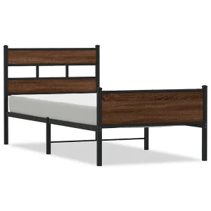 Bedframe zonder matras bewerkt hout bruin eikenkleur 107×200 cm Bedframe zonder matras bewerkt hout bruin eikenkleur 107×200 cm