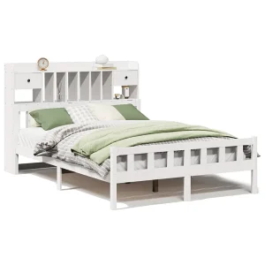 Bed met boekenkast zonder matras grenenhout wit 150×200 cm Bed met boekenkast zonder matras grenenhout wit 150×200 cm