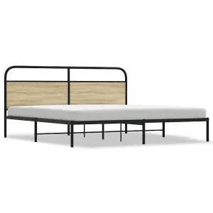 Bedframe zonder matras metaal sonoma eikenkleurig 183×213 cm Bedframe zonder matras metaal sonoma eikenkleurig 183×213 cm