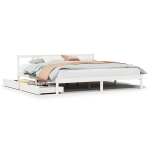 Bedframe zonder matras massief grenenhout wit 200×200 cm Bedframe zonder matras massief grenenhout wit 200×200 cm