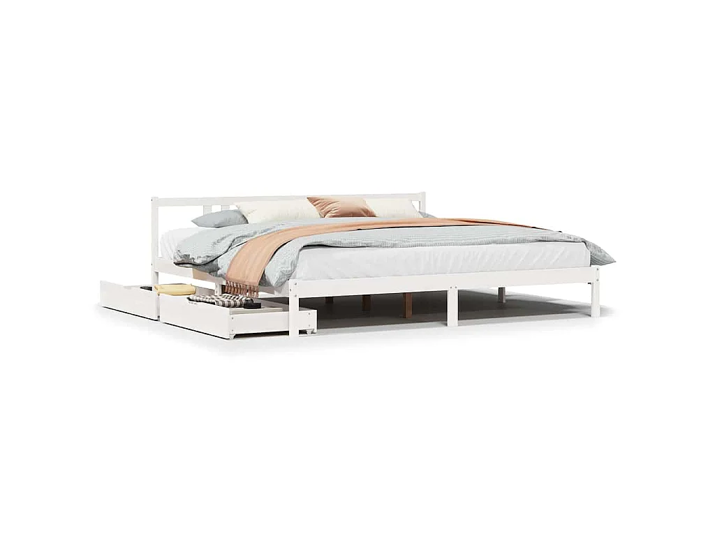 Bedframe zonder matras massief grenenhout wit 200x200 cm