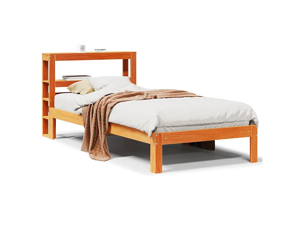 Bedframe zonder matras massief grenenhout wasbruin 100x200 cm