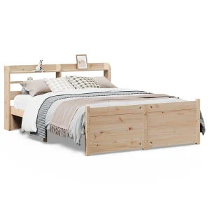 Bedframe met hoofdbord massief grenenhout 135×190 cm Bedframe met hoofdbord massief grenenhout 135×190 cm