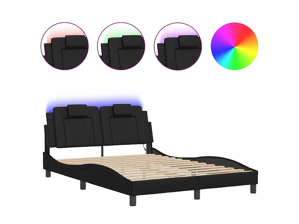 Bedframe "Viana" met LED zonder matras zwart 140x190 cm