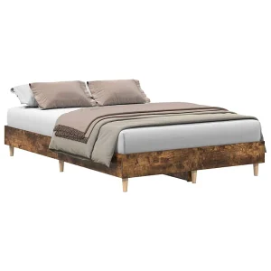 Bedframe zonder matras 140×190 cm spaanplaat gerookt eiken Bedframe zonder matras 140×190 cm spaanplaat gerookt eiken