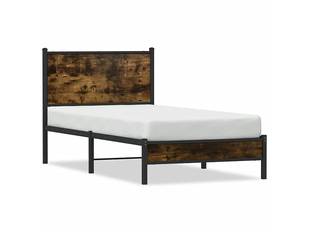 Bedframe zonder matras metaal gerookt eikenkleurig 90x190 cm