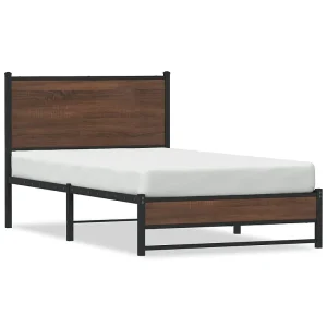 Bedframe zonder matras metaal bruin eikenkleurig 107×203 cm Bedframe zonder matras metaal bruin eikenkleurig 107×203 cm