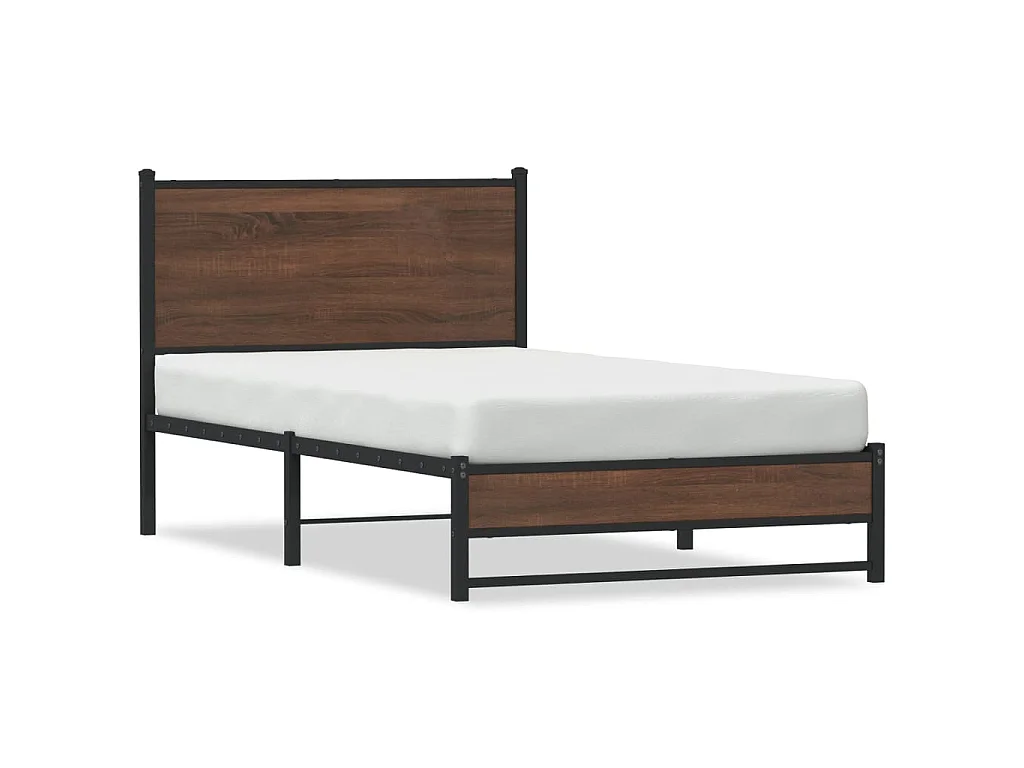 Bedframe zonder matras metaal bruin eikenkleurig 107x203 cm