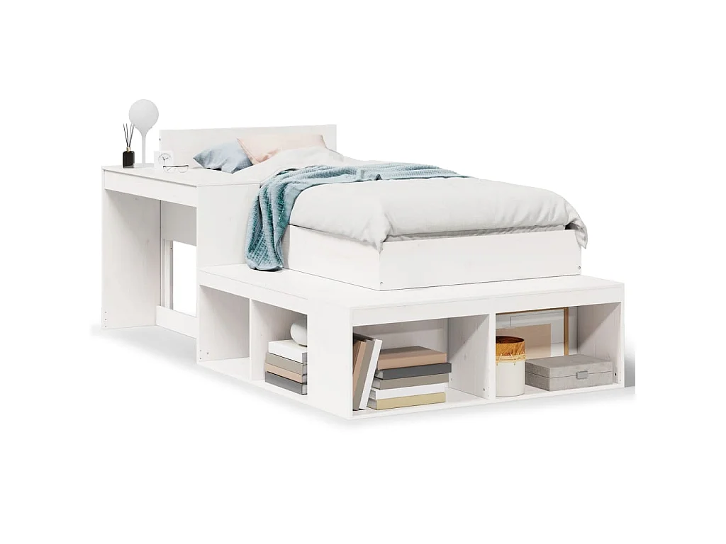 Bedframe zonder matras massief grenenhout wit 75x190 cm