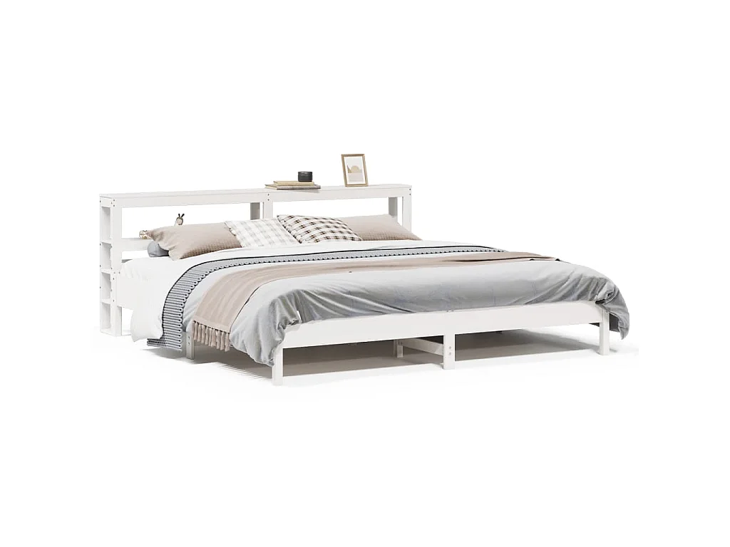 Bedframe zonder matras massief grenenhout wit 180x200 cm