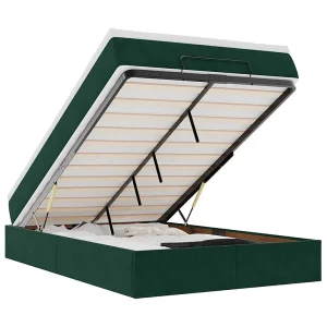 Bed poef met matras 120×190 cm fluweel donkergroen Bed poef met matras 120×190 cm fluweel donkergroen