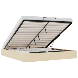 Bedframe zonder matras 160×200 cm stof crèmekleurig