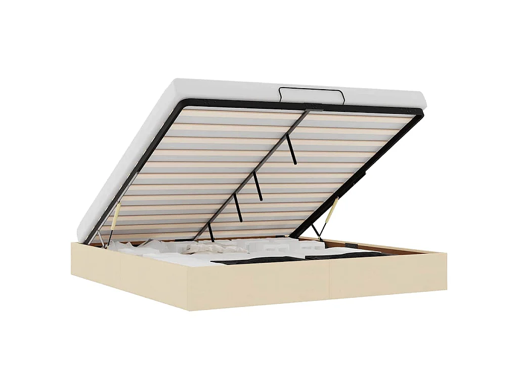 Bedframe zonder matras 160x200 cm stof crèmekleurig