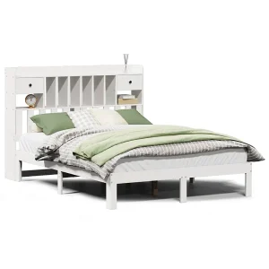 Bed met boekenkast zonder matras grenenhout wit 160×200 cm Bed met boekenkast zonder matras grenenhout wit 160×200 cm