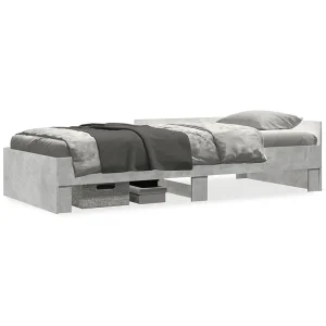 Bedframe bewerkt hout betongrijs 90×190 cm