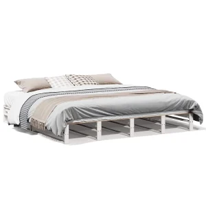 Bedframe zonder matras massief grenenhout wit 200×200 cm Bedframe zonder matras massief grenenhout wit 200×200 cm