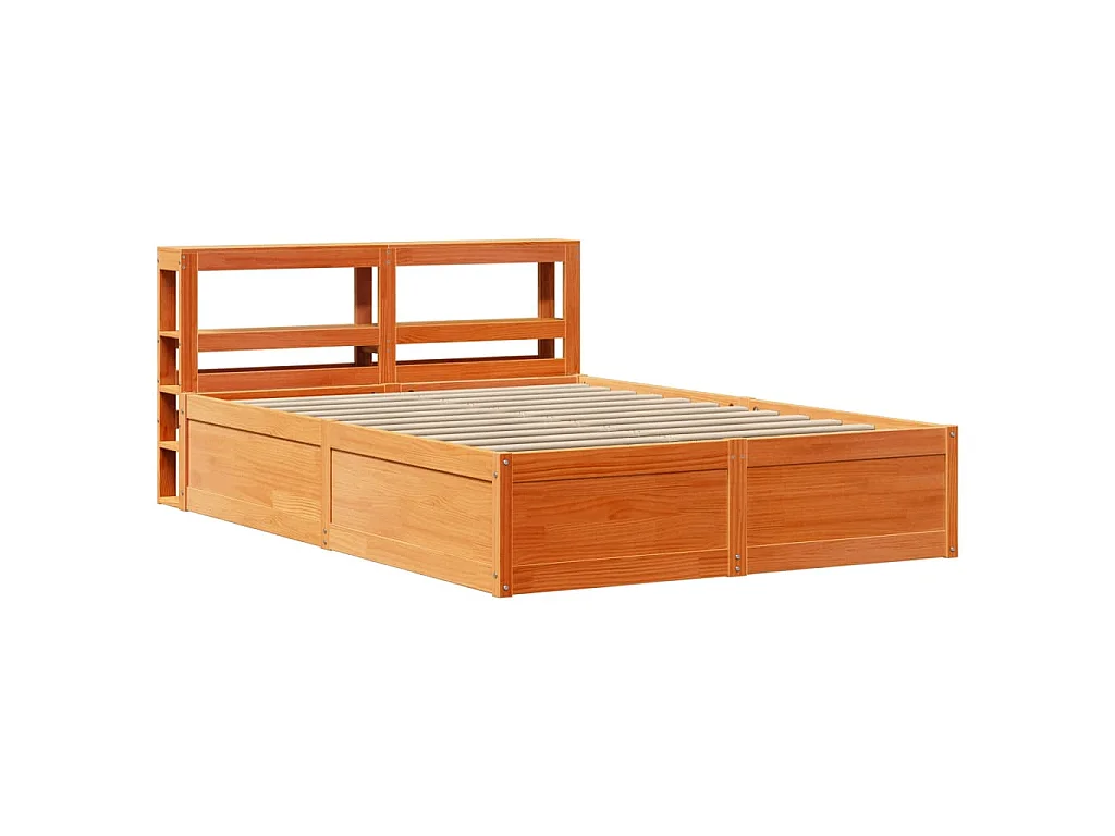 Bedframe met hoofdbord grenenhout wasbruin 140x200 cm
