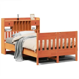 Bedframe zonder matras massief grenenhout wasbruin 135×190 cm Bedframe zonder matras massief grenenhout wasbruin 135×190 cm