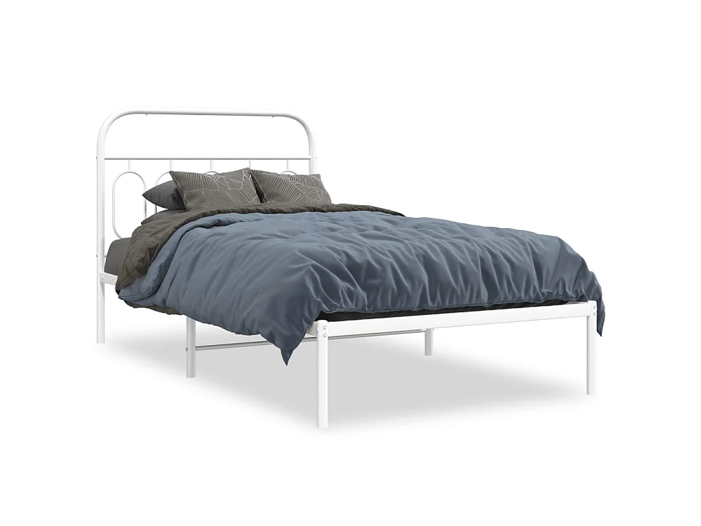 Bedframe met hoofdbord metaal wit 100x200 cm