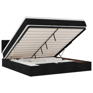 Bed poef met matras en LED's 180×200 cm stof zwart