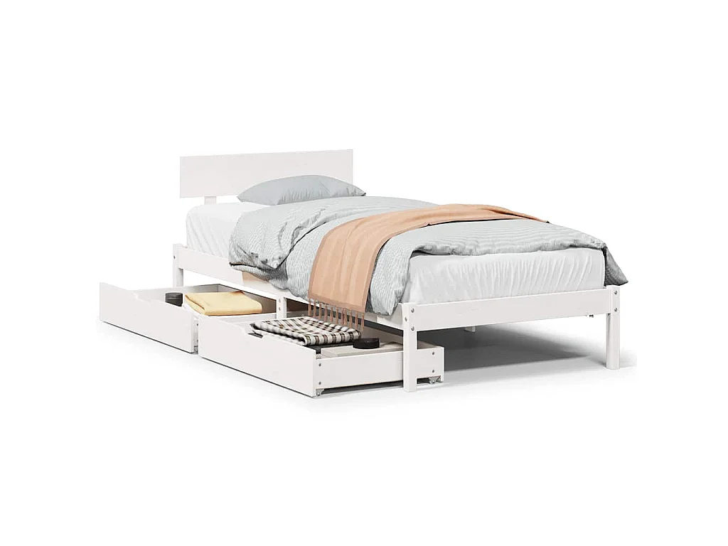 Bedframe zonder matras massief grenenhout wit 90x190 cm