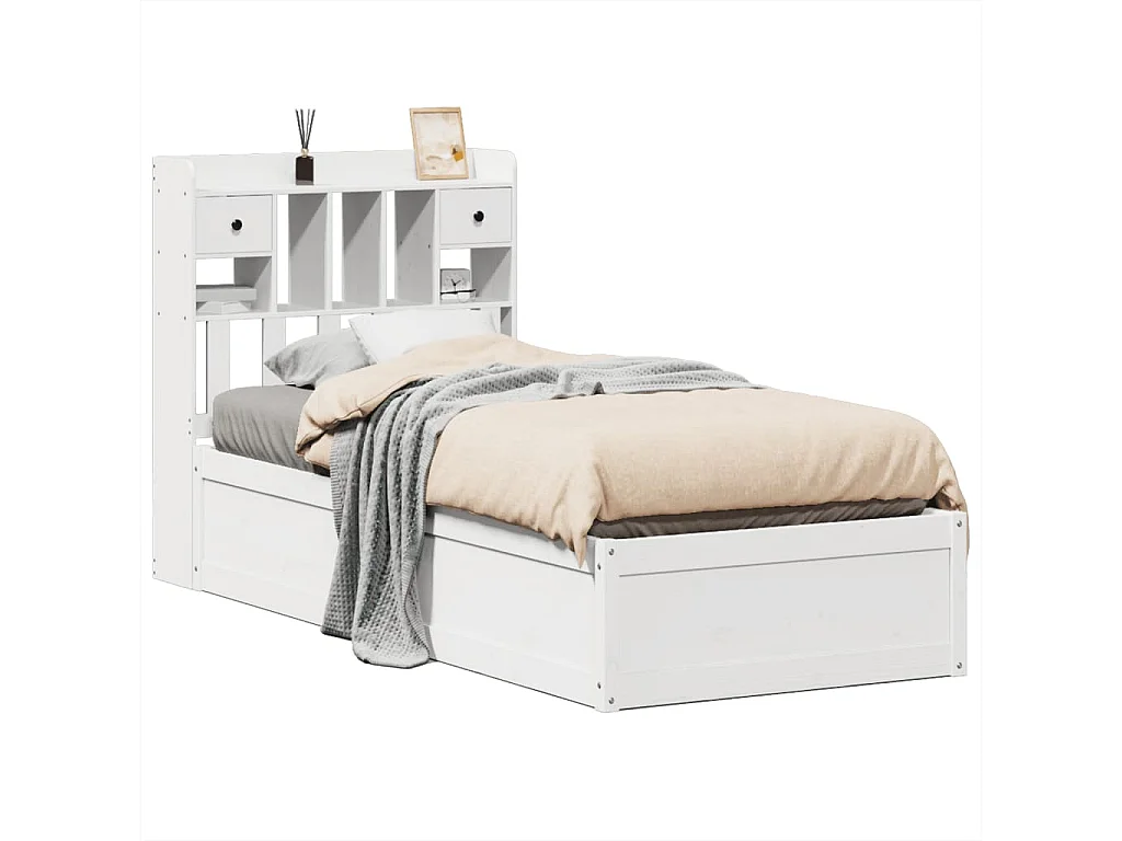 Bedframe zonder matras massief grenenhout wit 75x190 cm