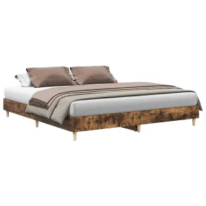 Bedframe zonder matras hout gerookt eikenkleurig 160×200 cm Bedframe zonder matras hout gerookt eikenkleurig 160×200 cm