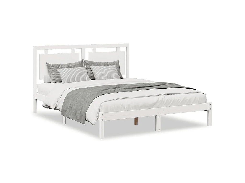 Bedframe extra lang zonder matras massief hout wit 160x210 cm