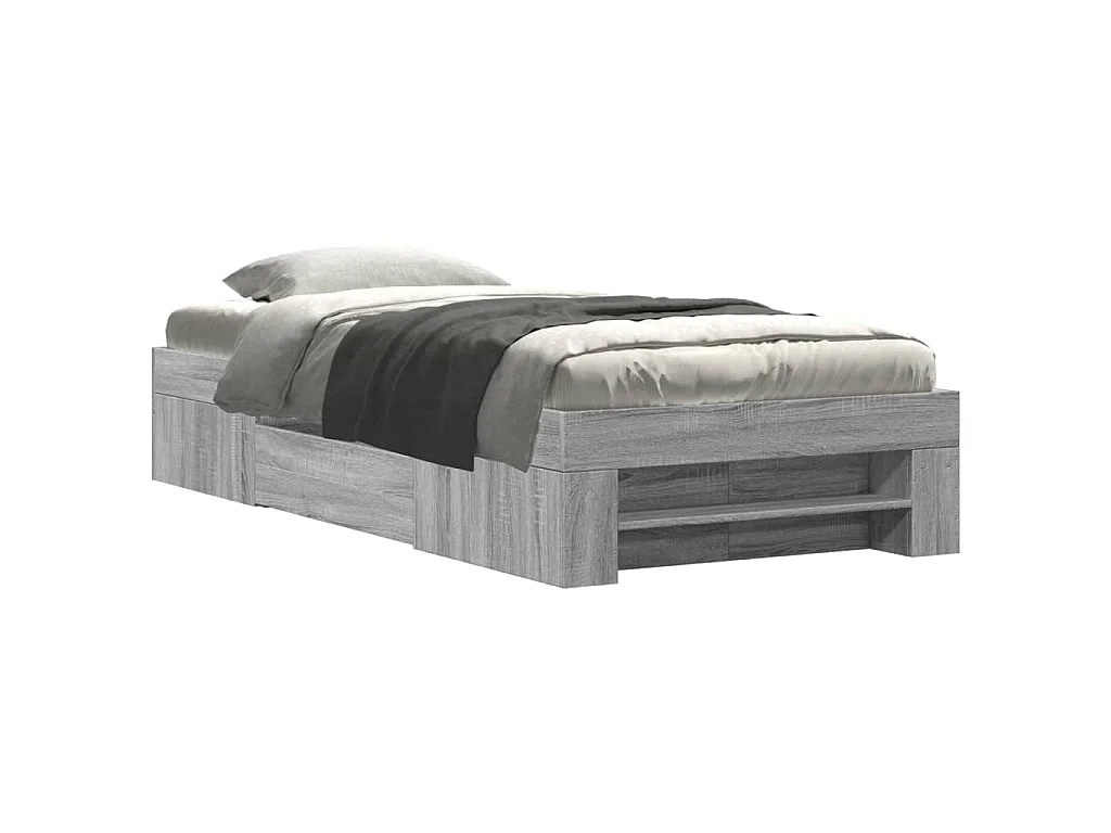 Bedframe bewerkt hout grijs sonoma eikenkleurig 90x190 cm