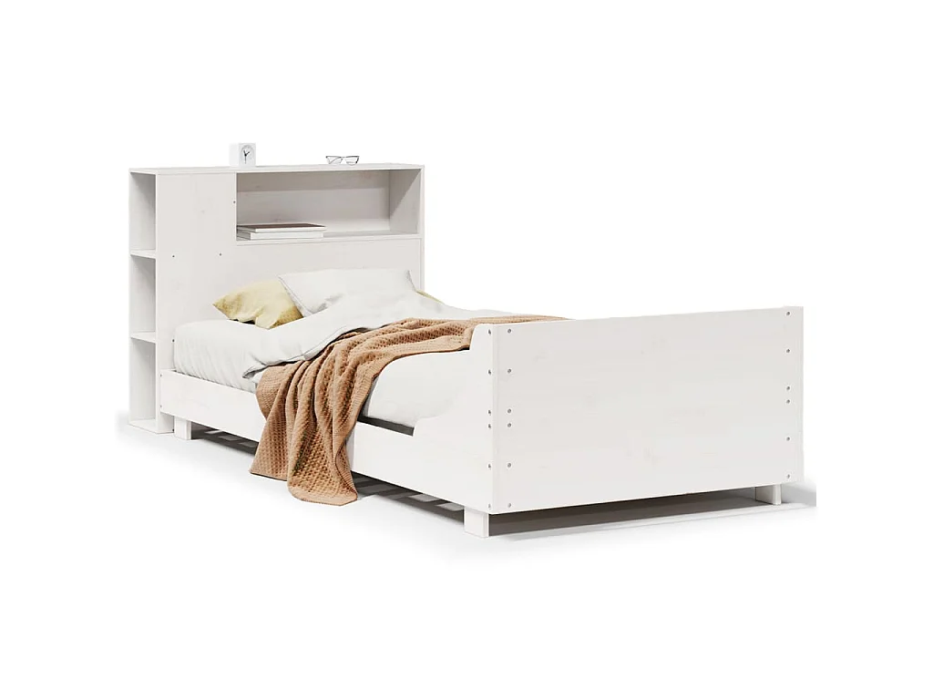 Bedframe zonder matras massief grenenhout wit 75x190 cm