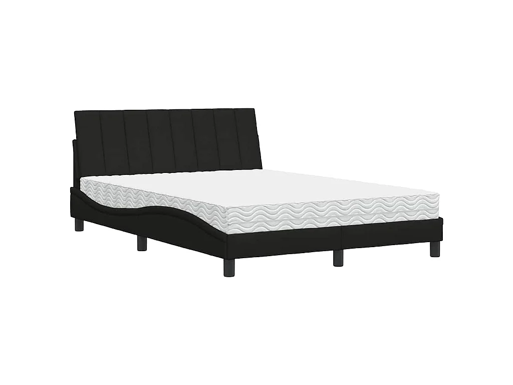 Bed met matras "Hanko" stof zwart 140x190 cm
