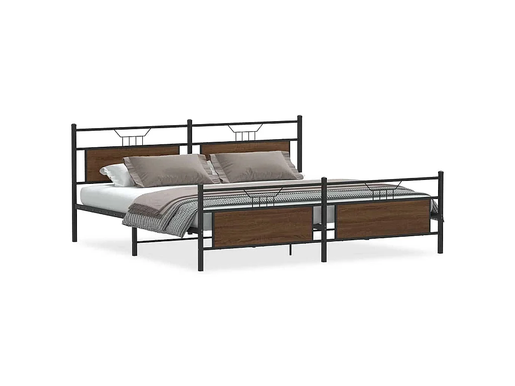 Bedframe zonder matras metaal bruin eikenkleurig 200x200 cm