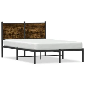 Bedframe zonder matras metaal gerookt eikenkleurig 120×190 cm