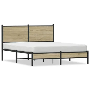 Bedframe zonder matras metaal sonoma eikenkleurig 137×190 cm