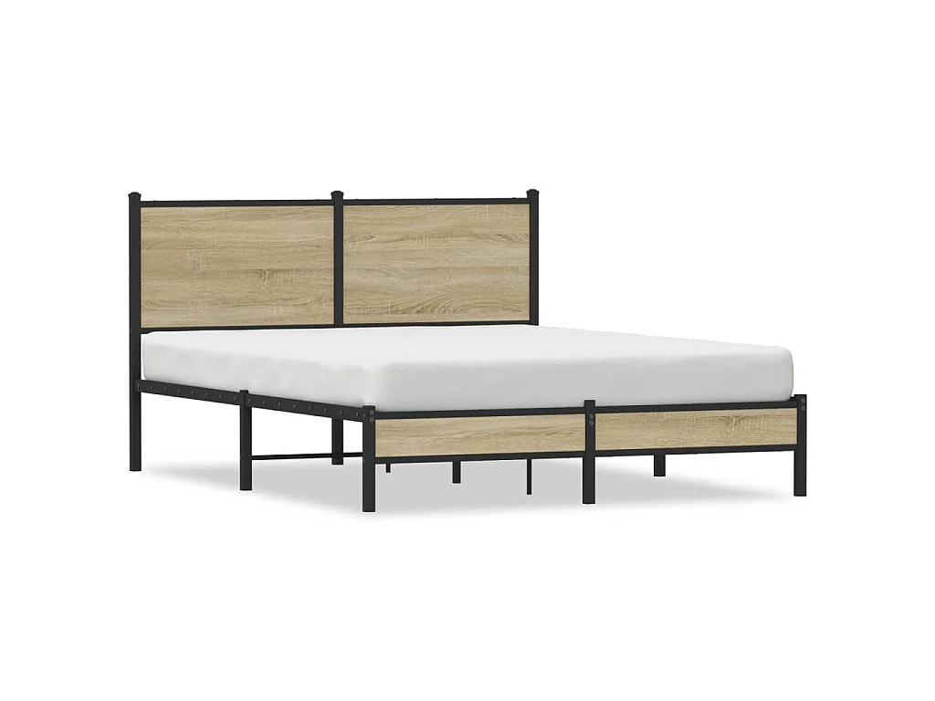 Bedframe zonder matras metaal sonoma eikenkleurig 137x190 cm