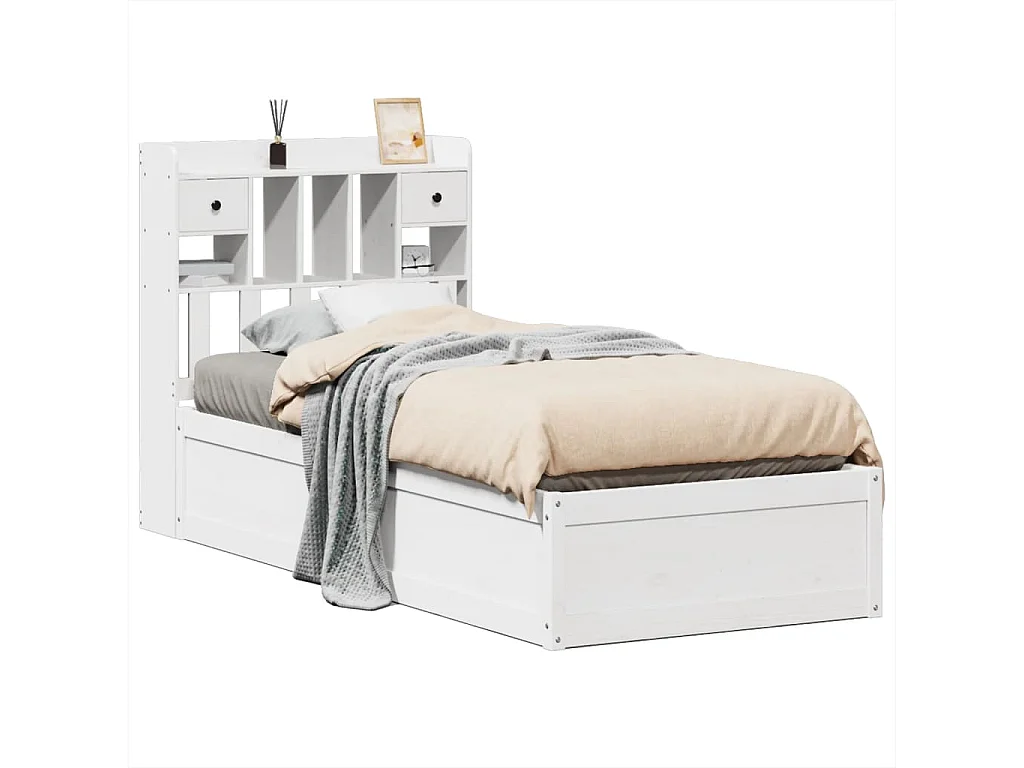 Bedframe zonder matras massief grenenhout wit 90x200 cm