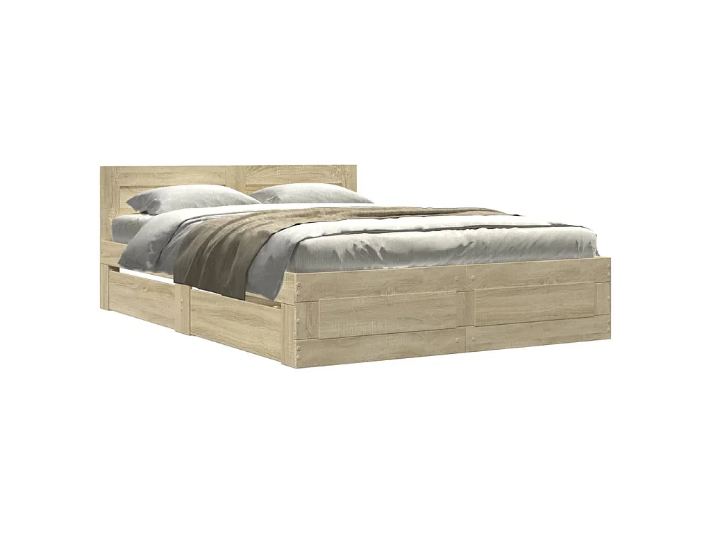 Bedframe met hoofdeinde bewerkt hout sonoma eiken 120x200 cm
