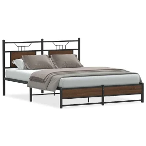 Bedframe zonder matras bewerkt hout bruin eikenkleur 140×190 cm Bedframe zonder matras bewerkt hout bruin eikenkleur 140×190 cm
