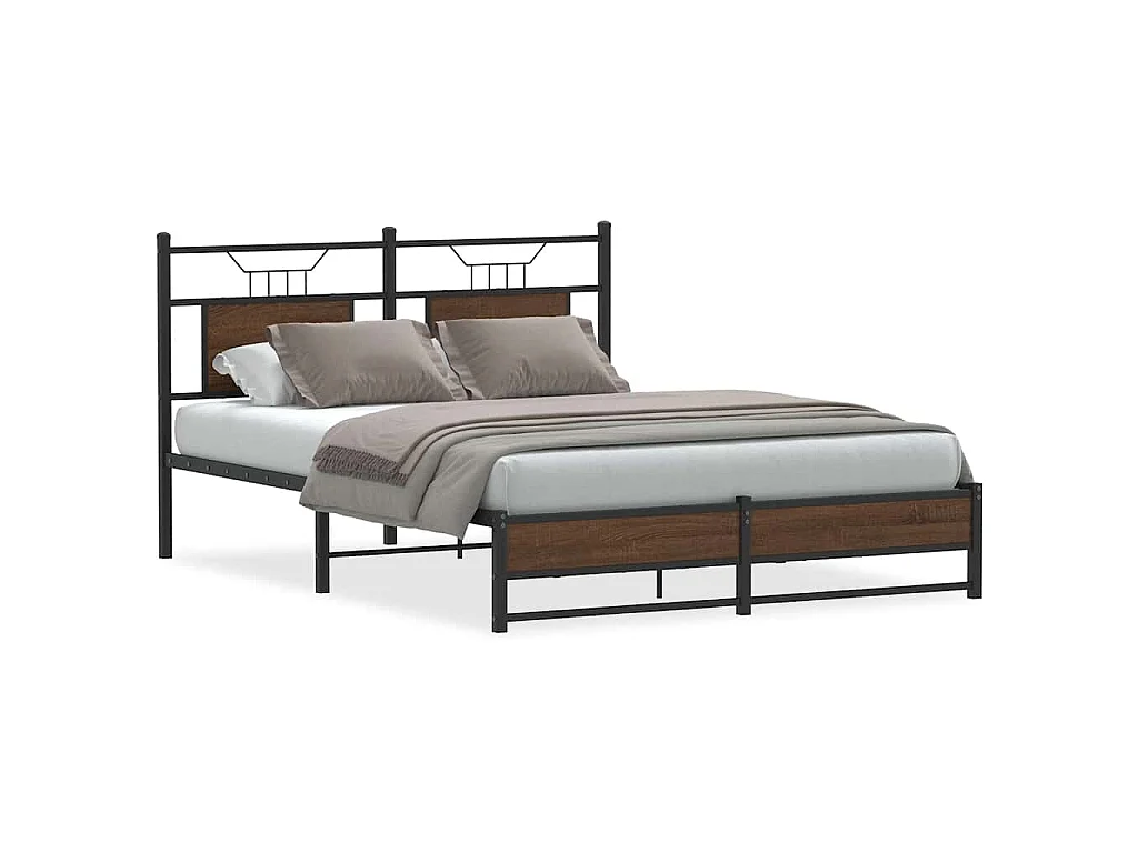 Bedframe zonder matras bewerkt hout bruin eikenkleur 140x190 cm