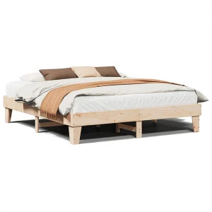 Bedframe zonder matras massief grenenhout 200×200 cm Bedframe zonder matras massief grenenhout 200×200 cm