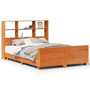 Bedframe zonder matras massief grenenhout wasbruin 120×200 cm