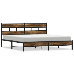Bedframe zonder matras metaal gerookt eikenkleurig 200×200 cm Bedframe zonder matras metaal gerookt eikenkleurig 200×200 cm