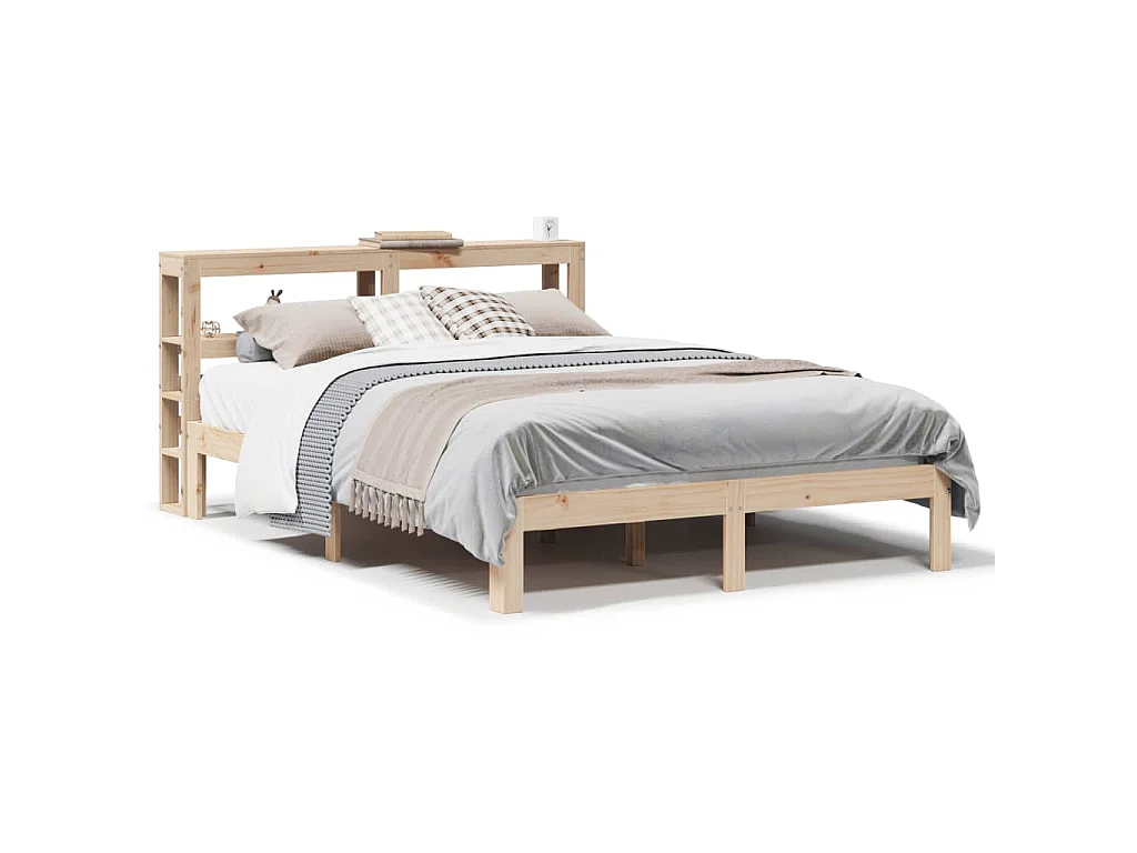 Bedframe met hoofdbord massief grenenhout 150x200 cm
