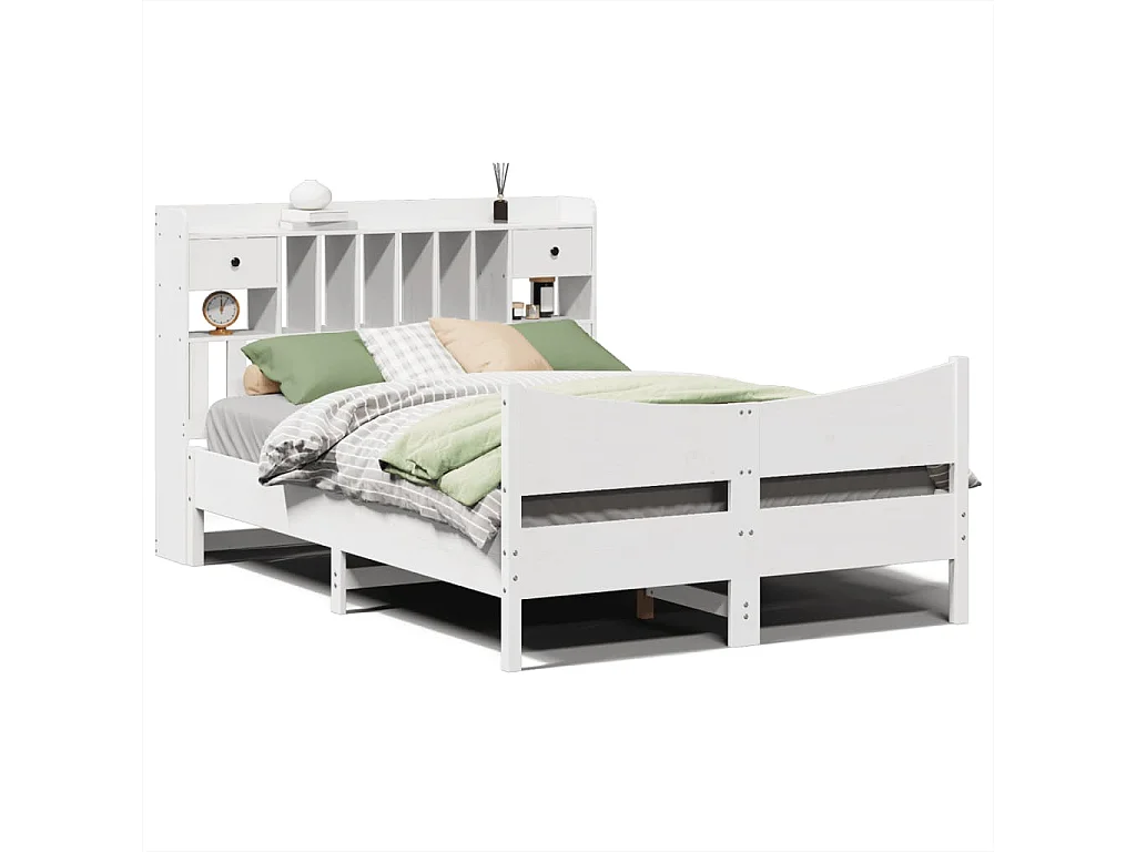 Bedframe zonder matras massief grenenhout wit 160x200 cm