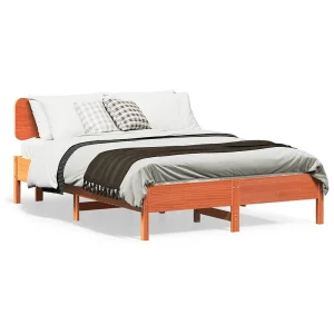 Bedframe zonder matras massief grenenhout wasbruin 150×200 cm Bedframe zonder matras massief grenenhout wasbruin 150×200 cm
