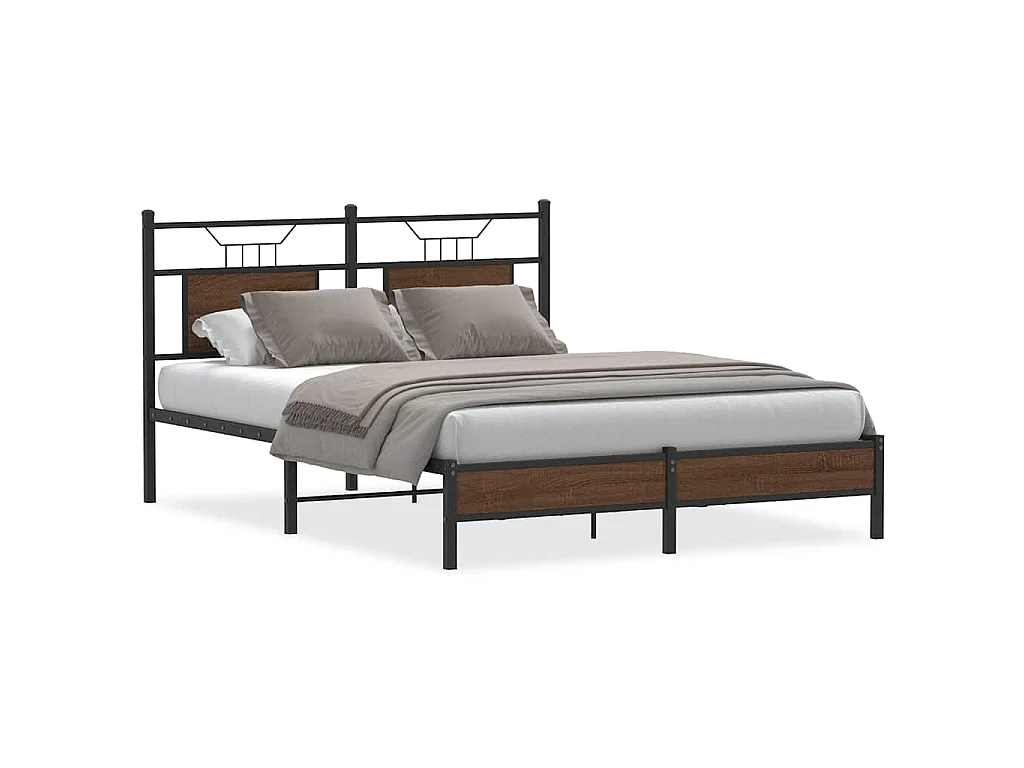 Bedframe zonder matras bewerkt hout bruin eikenkleur 137x190 cm