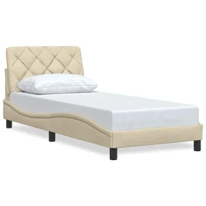 Bedframe zonder matras 80×200 cm stof crèmekleurig Bedframe zonder matras 80×200 cm stof crèmekleurig